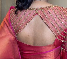 Maggam Works On Net Blouse, Blouse Back Neck Designs For Bride, Yoke Blouse Pattern, Simple Aari Work Blouse Design With Net, Back Neck Net Blouse Designs, Net Back Blouse Design, Latest Maggam Work Blouses 2024, Maggam Work Net Blouse Designs, Trendy Blouse Patterns