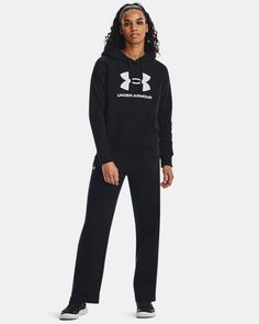 Ultra-soft cotton-blend fleece with brushed inside for extra warmth|Front kangaroo pocket|Ribbed cuffs & bottom hem Military Tactical Boots, Women Shirt Top, Shirts For Leggings, Under Armour Hoodie, Under Armour Women, Performance Outfit, Athletic Pants, Accessories Jacket, Colorful Hoodies