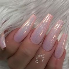 Gucci Nails, Grey Nail Designs, Glitter Nails Acrylic, Pink Glitter Nails, Her Nails, Sparkle Nails, Ideas Nails, Pink Acrylic Nails, Chrome Nails