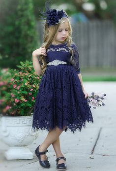 Flower girl dress Navy blue Lace dress Bohemian Flower girl | Etsy Navy Blue Wedding Dress, Navy Blue Flower Girl Dresses, Country Flower Girls, Bohemian Flower Girl Dress, Bohemian Flower Girl, Flower Girl Dresses Navy, Flower Girl Dresses Country, Rustic Flower Girl Dress, Flower Girl Dresses Blue