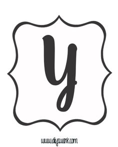 the letter y in a black and white frame