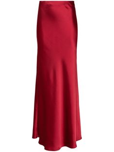 bordeaux red satin finish elasticated waistband no lining floor-length straight hem Red Skirt Long Outfit, Red Satin Dress Long, Red Silk Skirt, Red Satin Skirt, Satin Long Skirt, Madame Red, Red Long Skirt, 20th Bday, Digital Wardrobe