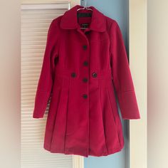 Red George Peacoat - Size Lg 10-12 - Never Worn, Only Washed, Tag Still On Red Long Pea Coat With Buttons, Red Long Sleeve Pea Coat With Buttons, Red Double-breasted Pea Coat For Winter, Red Double-breasted Pea Coat With Buttons, Red Pea Coat, Military Shorts, Red Double-breasted Pea Coat With Button Closure, Toggle Coat, Peacoat Jacket