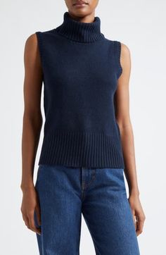 A sleeveless design makes this luxe cashmere turtleneck sweater work as a first layer or a solo player. 22" length (size Medium) Turtleneck Sleeveless 100% cashmere Dry clean Imported Solo Player, Hair Care Gifts, Turtleneck Sleeveless, Cashmere Turtleneck, Shoe Print, Veronica Beard, Free Fabric, Fashion Help, Cashmere Sweater