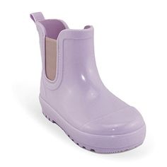 Closure Type: Slip-OnUpper/Outer Base Material: 100% PvcShoe Lining Material: TextileSole Material Content: 100% Polyvinyl ChlorideToe Type: Closed Toe, Cap ToeHeel Style: Flat HeelCountry of Origin: Imported Purple Waterproof Boots With Round Toe, Purple Waterproof Round Toe Boots, Heeled Rain Boots, Chelsea Rain Boots, Girls Flats, Girls Shoes, Rain Boots, Toddler Girl, Clothing And Shoes