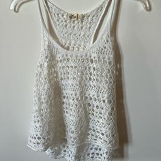 Super Cute For The Beach Or Over Another Tank Great For Summer Time Never Worn White Crochet Top For Beach Season Day Out, Casual Crochet Tank Top For Vacation, Casual Crochet Lace Tank Top For Summer, White Crochet Lace Tank Top For Summer, White Knit Crochet Top For Beach Season, Casual Summer Tank Top With Crochet Lace, Casual Crochet Lace Top For Beach Season, Casual White Crochet Top For Beach Season, Casual White Crochet Top For Day Out