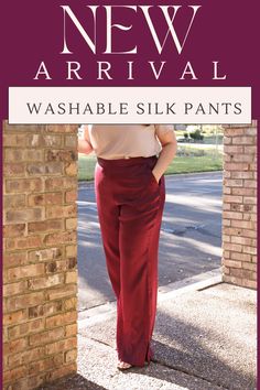 Don't let the fear of ruining your silk keep you from enjoying it. Our women's silk pants are not only luxurious but also washable. Choose from classic black, earthy olive green, or vibrant wine to add a touch of elegance to your outfit. Perfect for the woman who loves to combine style with practicality. #silkpants #washablesilk #silkoutfit #classy #classysilkoutfits #silkpantsoutfitclassy Chic Satin Tapered Leg Pants, Elegant Satin Bottoms For Daywear, Chic Silk Pants For Daywear, Fitted Satin Bottoms For Daywear, Silk Wide Leg Pants With Elastic Waistband For Work, Elegant Viscose Pants For Daywear, Satin Tapered Leg Work Pants, Satin Tapered Leg Workwear Pants, Satin Tapered Leg Pants For Work