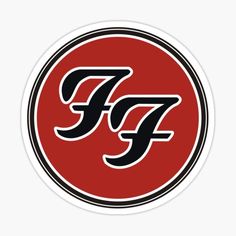 the fg logo in black and red on a white background sticker is shown