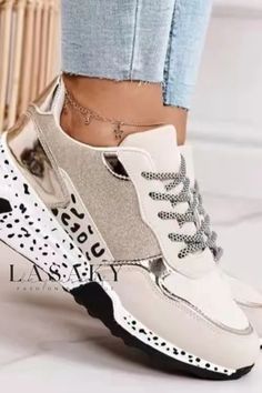 Lasaky - Premium Leather Printed Sports Shoes with Chunky Sole and Stylish Lace-up Fastening Ladies Sneakers, Wedge Heel Sneakers, Leopard Sneakers, Leopard Print Shoes, Fur Shoes, Fashion Slippers, Winter Ankle Boots, Mens Snow Boots, Casual Running Shoes