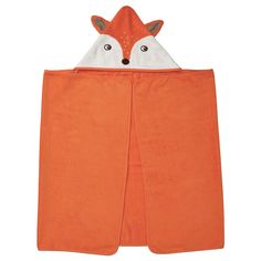 an orange towel with a fox face on it