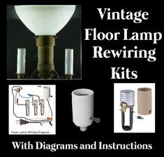 vintage floor lamp rewireing kits with diagrams and instructions