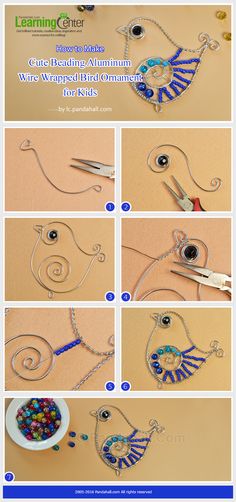 the instructions for making beaded necklaces with wire and glass beads are shown in this step - by - step guide