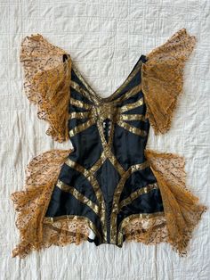 Vintage 1930s Black Satin Lamé Glitter Playsuit One Piece Showgirl Stage Costume | eBay Glitter Playsuit, Showgirl Costume, Stage Costume, 1930s Fashion, Black Satin, Playsuit, Ribbon, Glitter