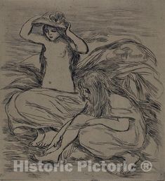 Art Print : Two Women Bathing, Pierre-Auguste Renoir, c 1895, Vintage Wall Decor : Etching Art, Renoir Art, Auguste Renoir, Amedeo Modigliani, Pierre Auguste, Women Bathing, Pierre Auguste Renoir, Edgar Degas, National Gallery Of Art