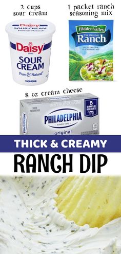 three different types of ranch dips are shown