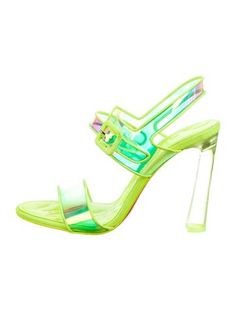 Christian Louboutin Leather Slingback SandalsGreenPrintedPVC TrimMultistrap & Buckle Closure at AnklesDesigner Fit: This style typically runs a half size to a full size small.Unfortunately, due to restrictions, this item may not be eligible for shipping in all areas. Green Formal Sandals With Buckle Closure, Formal Green Sandals With Buckle Closure, Green Slingback Sandals With Heel Strap For Evening, Green Ankle-strap Slingback Sandals For Party, Green Ankle Strap Slingback Sandals For Party, Green Heels With Buckle Closure For Evening, Green Slingback Sandals For Party, Green Slingback Sandals For Spring Party, Green Open Toe Slingback Sandals For Party