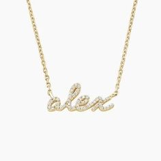 14K Yellow Gold Script Diamond Name Necklace Brilliant Earth, Christmas Wishlist, Personalized Necklace, Name Necklace, Yellow Gold, Yellow, Chain, Gold