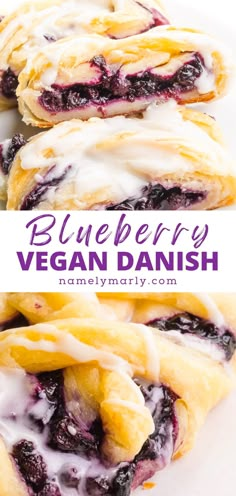 Dairy Free Danish Recipe, Vegan Breakfast Pastry Recipes, Sweet Vegan Snacks, Vegan Danish, Vegan Cheese Danish, Vegan Danish Recipe, Vegan Cream Cheese Danish, Vegan Blueberry Desserts, Vegan Danish Pastry