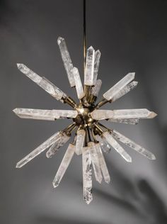 a crystal chandelier hanging from a ceiling