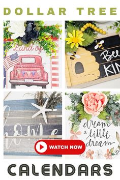 a collage of photos with the words dollar tree written on them and flowers around it