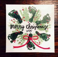 a handprinted christmas card with the words merry christmas written in green and red