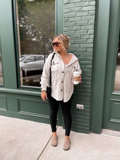 Casual Warehouse Work Outfit, Trendy Sweatshirts 2023, Leggings With Boston Clogs, Fall Clothing Plus Size Women, 3rd Piece Rule Outfit, Birkenstock Clog Fall Outfit, Fall Outfits Mom 2024, Call Mom Outfits, Plus Size Fall Transition Outfits