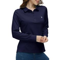 Moisture wicking & odor resistance performance, keep you cool during golf and qiuck dry.If you don't golf in winter or autumnthese women polo shirts can also warm you cold dayswearing comfortable all season. Size: S.  Color: Blue.  Gender: female.  Age Group: adult. Workout Tops For Women, Polo Shirt Women, Golf Polo Shirts, Blue Gender, Golf Polo, Womens Activewear, Polo Shirts, Active Wear For Women, Workout Tops