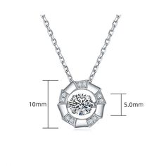 An eye-catching round moissanite dances with ease at the center of this appealing women's necklace, expressing your unstoppable love. Additional round gem set in sterling silver frame the center. Features Moissanite was originally found in meteorites(Chemical name: Silicon Carbide). It was first discovered in 1893, while a scientist was examining meteor samples from a crater in Arizona. After many years, the experts has been recreated moissanite in the laboratory, that make the gemstone with fri Women's Necklace, Silicon Carbide, Moissanite Necklace, Moissanite Jewelry, Round Moissanite, Timeless Jewelry, Silver Frame, Stone Necklace, Rhodium Plated