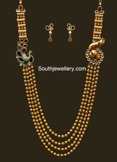 Antique Gundla Haram with Peacock Mugappu Rani Haram, Latest Jewellery Designs, Gold Temple Jewellery, Jewellery Wedding, Design Page