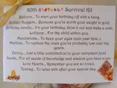 a birthday gift for someone's 30th birthday with a poem written on the card