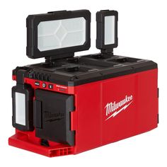 the milwaukee toolbox has two lights on it