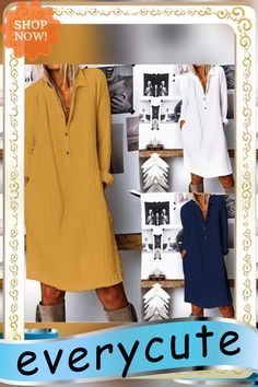 Summer Vintage Dress Women's Solid Color Cotton and Linen Long-sleeved Dress Vestidos De Mujer Color Pick, Vintage Summer, Online Store, Vintage Dresses, Shop Now, Solid Color, Long Sleeve Dress, Womens Dresses, Color