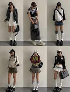 Shibuya Outfit Ideas, Y2k Skirt Outfit Aesthetic, Japan In Spring Outfits, Kcon Outfit Idea, Y2k Outfits Street Styles Skirts, Kpop Idol Outfits Female Casual, Gu Outfits, Dpr Concert Outfit, Ootd Ideas Street Styles