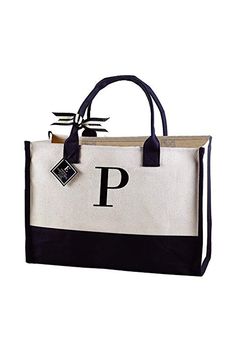 Mud Pie Canvas Initial Tote - P Initial Canvas, Lily Jewelry, Embroidered Initials, Jute Bag, Monogram Tote, Classic Bags, Learning Arabic, Embroidered Bag, Mud Pie