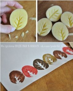 four pictures showing how to make leaf cut outs