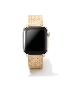 Designed to fit your Apple Watch® and Samsung Galaxy Watch®, the Filigree Beige Leather Watch Band with Gold Tone Stainless Steel is crafted with genuine Italian leather in luxurious shades and features our signature logo as a pattern, right on the band. Finished with color-coordinated Stainless Steel hardware for an elevated look, this watch band will bring a subtle pop of color to your bracelet stack. To switch up your bands, simply press down on the easy release mechanism and then align each Trendy Gold Leather Apple Watch Band, Elegant Gold Leather Apple Watch Band, Leather Watch Band, Samsung Galaxy Watch, Apple Watch Series 1, Watch Accessories, New Bands, Leather Watch Bands, Apple Watch Series