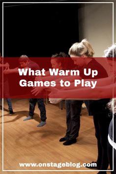 some people are standing around in a circle with the words what warm up games to play