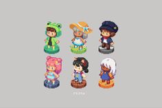 pixel art with different characters and colors