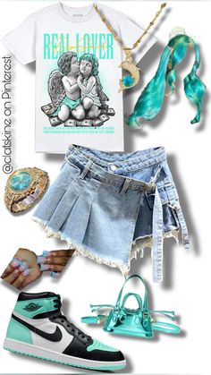 #Outfit #outfitstyle #outfitpost #outfitgoals #tealoutfit #turquoiseoutfit #whiteoutfit #tealandwhite #teal #turquoise  #white #pintrest #pintrestoutfits #jordans #reallover #like #share #comment #follow #clatskine Teal Dunks Outfit Ideas, Teal Outfit Ideas Black Women, Teal Dunks Outfit, Teal Outfit Ideas, Bday Outfits, Mint Outfit, Turquoise Clothes, Teal Outfits, Dunks Outfit