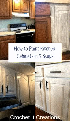 how to paint kitchen cabinets in 5 steps - crochet it creations, inc