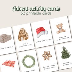 the printable christmas cards are designed to look like they have different items on them