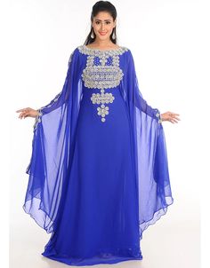 Dubai Royal Blue Georgette Hand Zari Embroidery Farasha Farasha, Silver, Georgette, Handmade, Royal Blue, Blue, Girls, Kaftans, XS, S, M, L, XL, 2XL, 3XL, 4XL, 5XL, 6XL, 7XL:Arabic Attire Party Wear Long Gowns, Farasha Abaya, Zari Embroidery, Wedding Women, Kaftan Maxi Dress, Long Gown Dress, Moroccan Caftan, Abaya Dress, Islamic Clothing