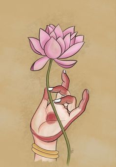 a drawing of a person holding a flower in their hand with the petals still attached