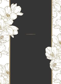 a black and white floral card with gold border