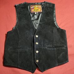 Men's Vest With Black Suede Front And Satin Back With Adjustable Strap By Global Identity From The G-Iii Line. A Great Piece For Anyone Who Wears A Biker, Rocker, Or Western Look! Tagged Mens Medium. Brand New With Original Tags Attached. See Photos For Details. Please Comment Below With Any Questions. *Many Of Our Items Come From Estate Sales Or Other Sources, Which Means We Do Not Know Their History. We Do Not Automatically Launder Or Clean Items That Are Vintage Because We Do Not Want To Dama Mens Western Vest, Vintage Vests, Hiking Vest, Black Denim Vest, Riding Vest, Sequin Vest, Colorful Vest, Western Vest, Buffalo Plaid Flannel