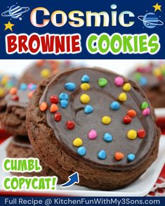 cookie cookies with chocolate frosting and sprinkles are on the cover of cosmic brownie cookies