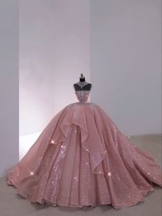 Pink Sparkly Ball Gown, Quinceanera Dresses Glittery, Pink Ball Gowns, White Quince Dresses, Big Ball Gowns, Pink Quinceanera Dresses, Sparkly Ball Gown, Debut Gowns