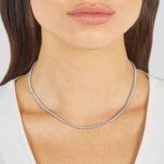 Jennifer Meyer | White Gold Diamond 3 Prong Tennis Necklace Diamond Circle Necklace, Collection Ideas, Diamond Tennis Necklace, Jennifer Meyer, Circle Diamond, Necklace Craft, Diamond Chain, Tennis Necklace, Moissanite Wedding Bands