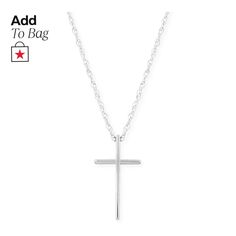 in stock Formal White Gold 14k Charm Necklaces, Elegant Sterling Silver Cross Necklace, Formal Silver Necklace In 14k Gold, Elegant Silver Cross Necklace, Minimalist Cross Jewelry For Anniversary, Classic Cross Clavicle Chain Necklace, Minimalist 14k Gold Cross Pendant Jewelry, Elegant Sterling Silver Cross Necklace As Gift, Elegant Cross Charm Necklace With Adjustable Chain