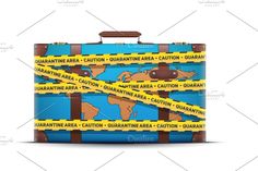 a suitcase with yellow caution tape around it